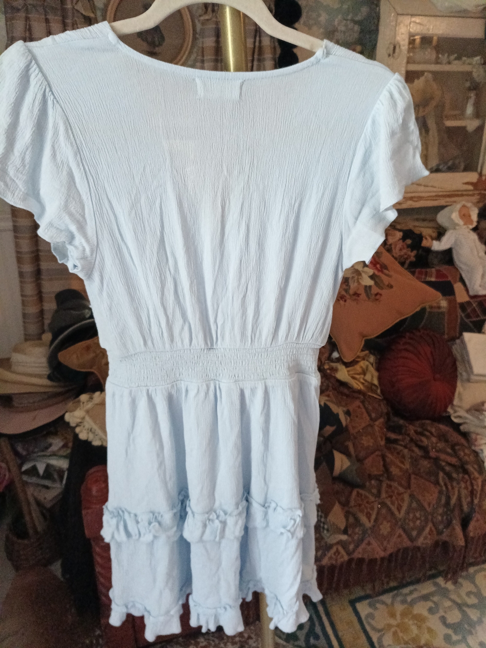 Altar'd State Light Blue Ruffle Wrap Mini Dress - Picture 8 of 8